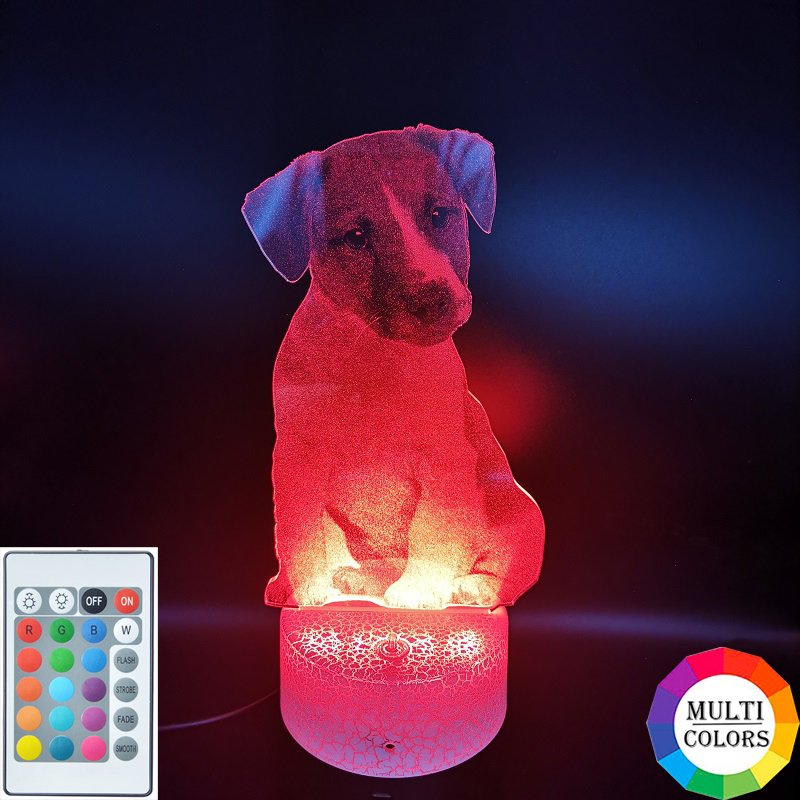 

3D Night Light LED Jack Russell Puppy Nightlight Acrylic Pet Dog Lamp Home Decoration Lava Base with Illusion Colors Bluetooth Speaker