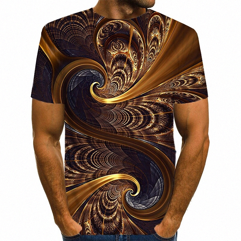Homme T-shirt chemise graphique abstrait abstrait rond rond club de rue imprimé à manches courtes Tops de streetwear exagéré brun / été S2O0 #