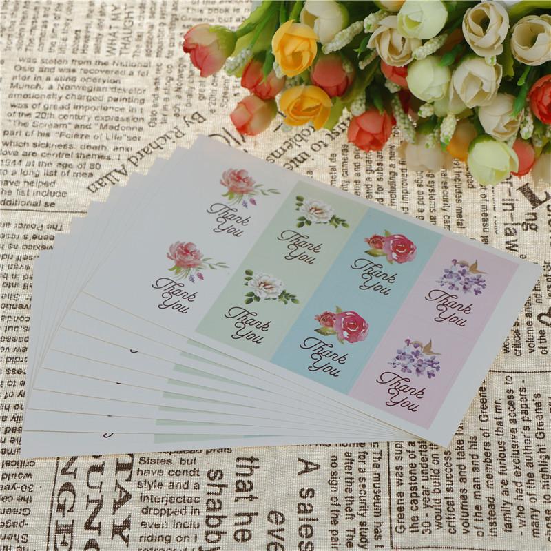 

80Pcs/Set Vintage DIY Hand Made Thank You Flower Design Label Sticker For Gift Cake Baking Scrapbooking Sealing Wrap