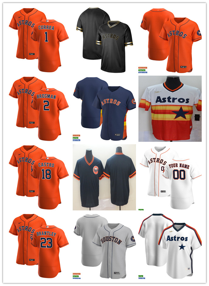 

Men Women Youth Houston Astros 23 Michael Brantley 2 Alex Bregman 18 Jason Castro 1 Carlos Correa Custom Baseball Jersey Bl, Blue;black