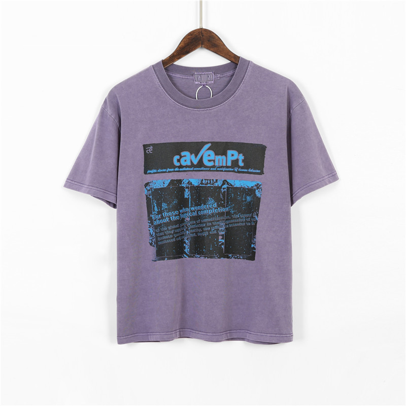 

Purple T-shirt Men Women 1 Quality Washed Made old Tee Tops, White;black