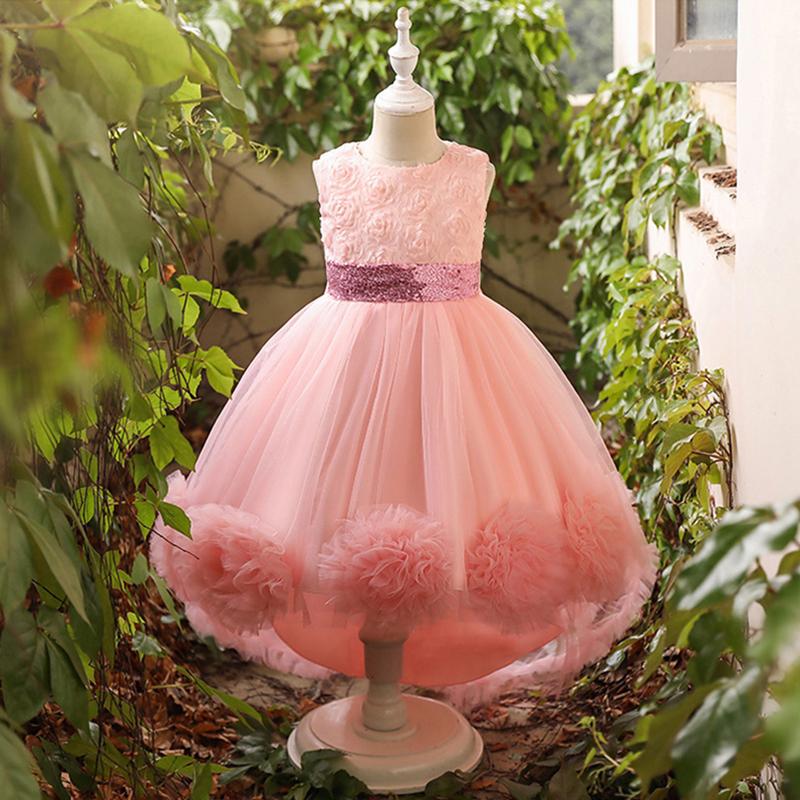 

Girl's Dresses Flower Girls Dress Summer Mesh Casual Tutu Party Costume Birthday Present Princess 3 4 5 6 7 8 9 10 Years Old Kids Clothes, As the picture