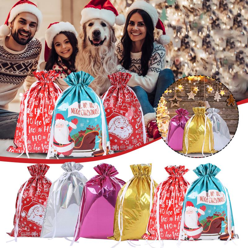 

Christmas Decorations Mintiml One-tug Bags Drawstring Gift Bag Set Wedding Candy Box Packaging Drawable Birthday Party Wrapping