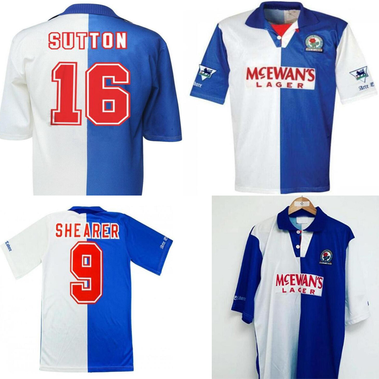 

Hot sale1994 1995 Blackburn Rovers retro soccer jerseys 94 95 vintage classic football shirt SHEARER NEWELL WILCOX SUTTON, Black