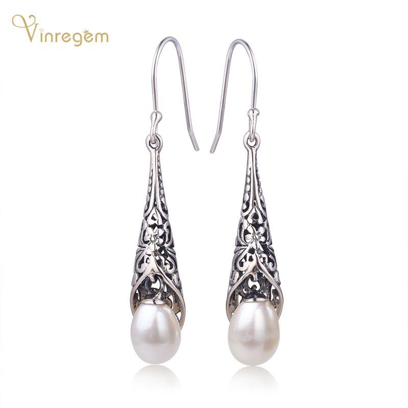 

Dangle & Chandelier Vinregem Vintage 100% 925 Sterling Silver Pearl Wedding Engagement Women Baroque Drop Earrings Fine Jewelry Wholesale