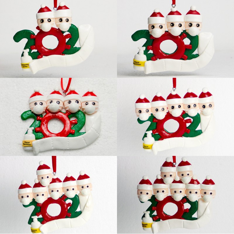 

Christmas DIY Name Ornament Christmas Quarantine Wearing Masks Decoration 2 3 4 5 6 7 Head Soft Clay Christmas Decor GGE1777