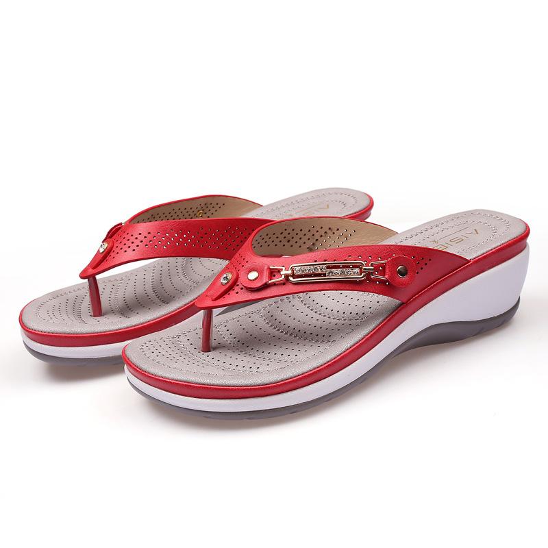 

Flip Flops Women Summer Bathing Beach Ladies Lady Female Woman Thongs Slippers 4cm Heels Wedge Casual Plus Big Size 36-42 Shoes, White