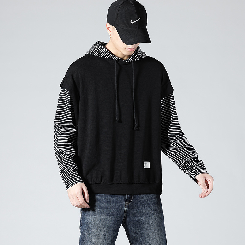 

men's hoodis & swatshirts moltom stilo harajuku masculino, moltom casual, da moda, para primavra outono, com contrast gola rdonda xomb, Black