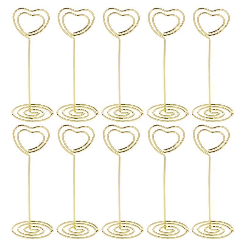 

Party Decoration 10pcs 8.5cm Table Number Holders Heart-shaped Po Holder Stands Place Paper Menu Clips For Wedding (Gold)