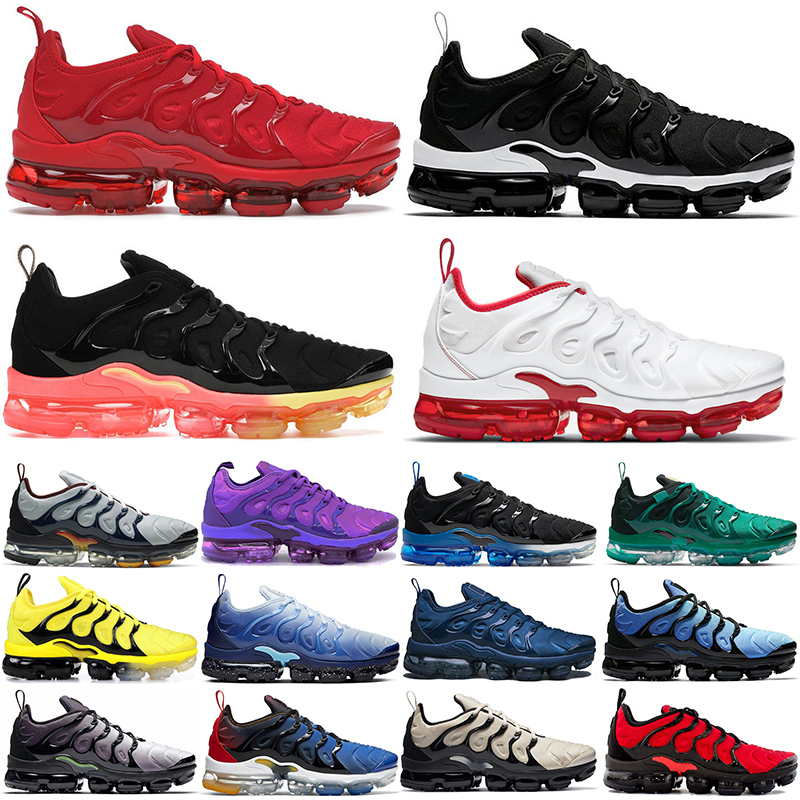 

breathable tn plus running shoes for men women Triple Black White Cherry Fresh Atlanta Hyper Blue #73 Bred Pure Platinum mens trainers sport sneakers size 36-47, Triple red