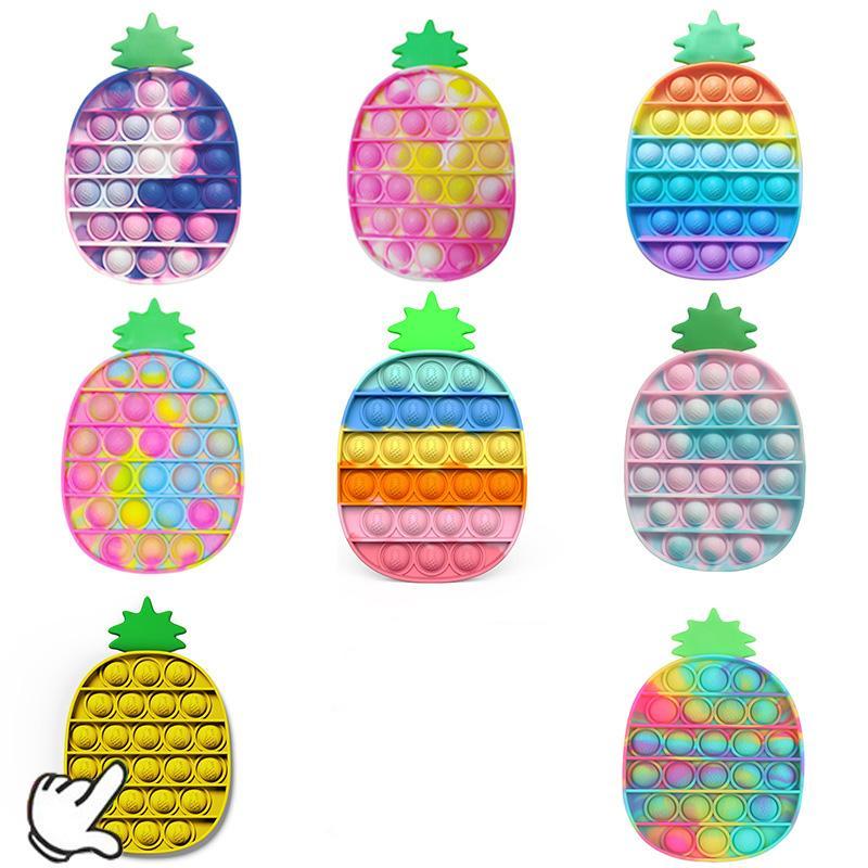 

Decompression Fidget Toys Educational Push Bubble Press plate Sensory Anxiety Stress Reliever Kids Mental Arithmetic Intelligence colorful Pineapple toy