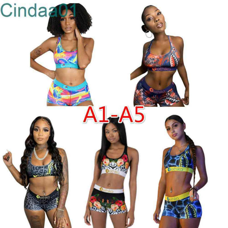 Women Swimwear Two Piece Ethika Set Designer Crop Top Vest Swim Shorts Trunks Boxers Patchwork Shark Camo Bikini Suits Swimsuits-image-555819015