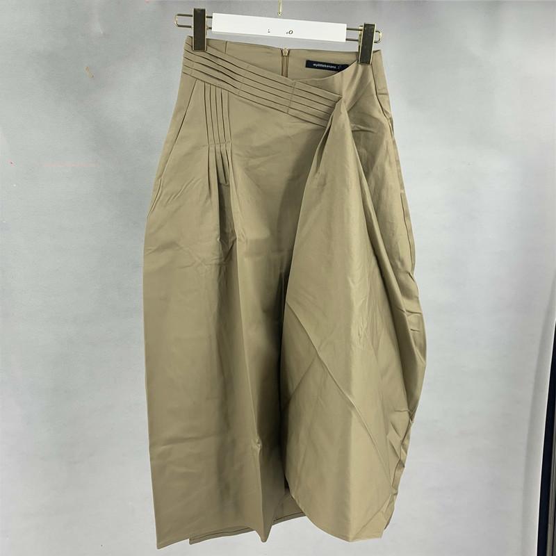 

Skirts [EWQ] 2021 Spring And Autumn High Waist Solid Color Pleated Women' Korean Fashion Trend Ladies All-mach Khaki Skirt QZ241, White