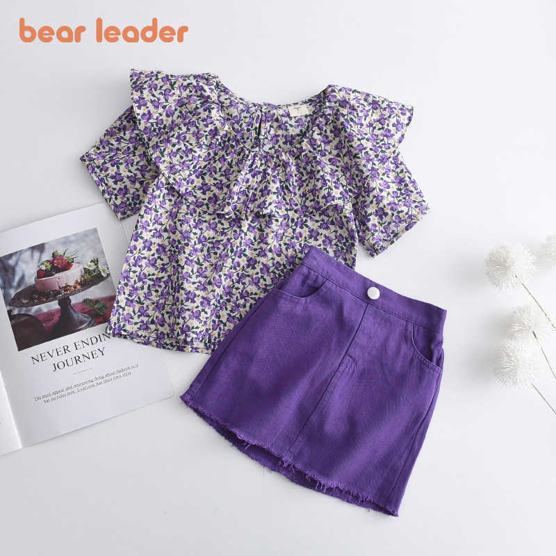 

Bear Leader Girls Baby Summer Flowers Clothing Sets Princess Floral Blouse and Denim Skirt Outfits Children Casual Clothes 3-7Y 210708, Ah1410 purple