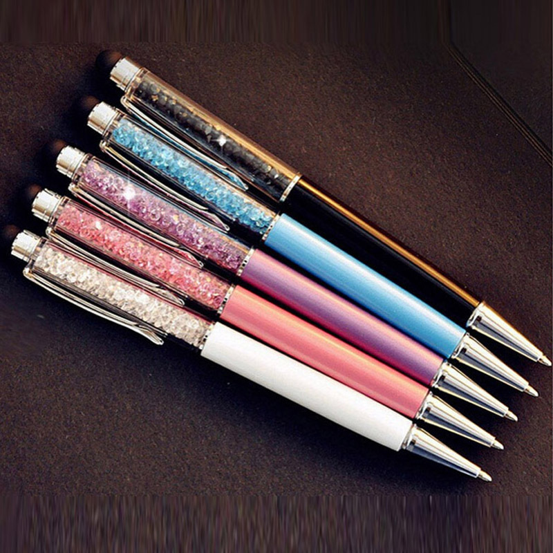 

Fashion Design Creative Crystal Pen Diamond Ballpoint Pens Stationery Ballpen Stylus 20 Colors Oily Black Refill DH8575, Blue;orange