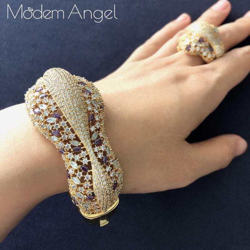 

earrings & necklace modemangel 2021 charms multicolor full mirco pink cubic zirconia bridal bangle ring sets aretes de mujer modernos, Silver