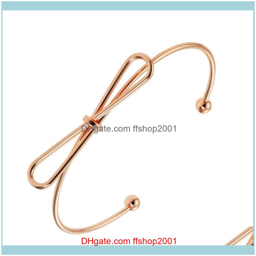 

Jewelryfashion Simple Metal Bowknot Adjustable Open Charm Cuff Bracelets Bangles For Women Jewelry Summer Style Beach Bangle Drop Delivery 2, Black