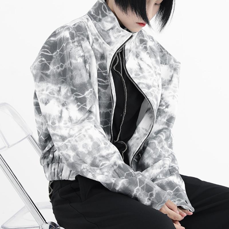

Women's Jackets XUXI 2021 Autumn Thin Coat Women Fashion Printing Long Sleeve Splicing Zipper Cardigan Loose Stand-up Collar E4465, White