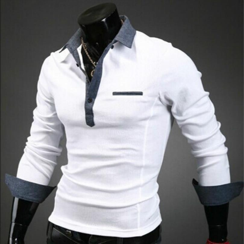 

fashion brand shirt long sleeve men polo solid color slim fit cotton shirts casual, White;black