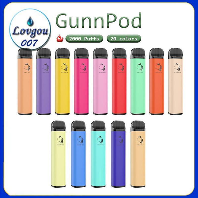 

GunnPod Disposable E-cigarettes Device Kit 2000 Puffs 1250mAh Battery Prefilled 8ml Pod Stick Vape Pen 20 Colors 0268255
