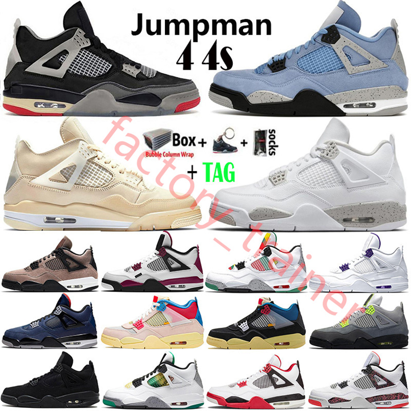 

Air Jordan 4 Retro 4s University Blue Jumpman Mens Basketball Shoes White Oreo Taupe Haze Sail Bred Fire Red Neon Black Cat Metallic Purple Trainers Designer Sneakers, 28