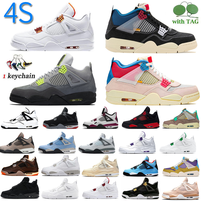 

new Black cat 2021 4 4s Jumpman basketball shoes Pure-Money bred neon wings encore cactus jack white cement mens stylist Count purple sneakers trainers US 7-13, 1 black cat 1