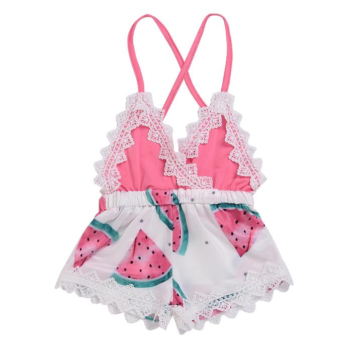 

Summer Newborn Toddler Baby Girl Lace watermelon one piece beachwear Romper Jumpsuit Christening Clothes Outfit beach cloth