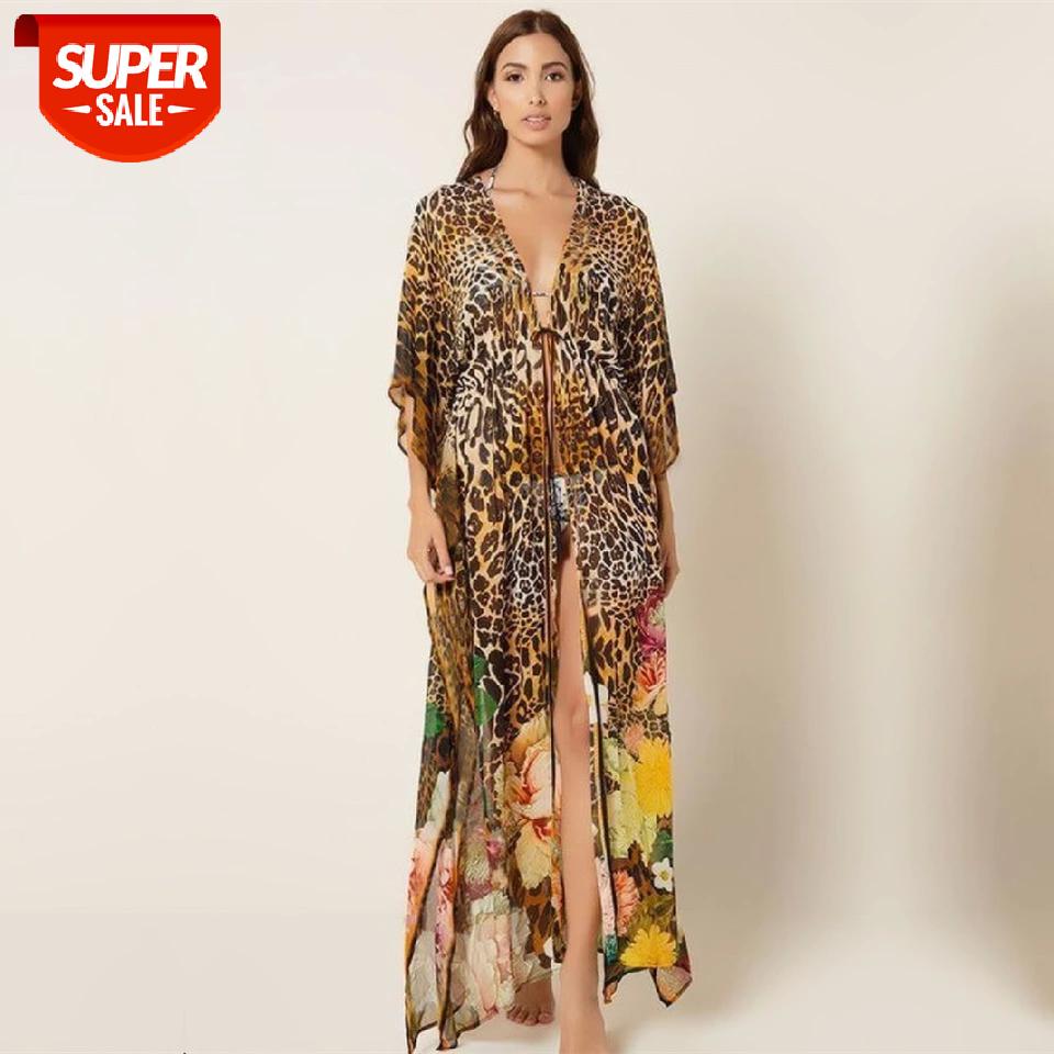 

Print Chiffon Beach Cover up Tunics for Long Kaftan Bikini Robe de Plage Sarong Swimsuit coverup Q1178 #Sa0p, Black;gray