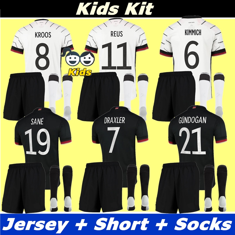 

Germany soccer jersey sets 2021 2022 HUMMELS KIMMICH KROOS GNABRY WERNER DRAXLER REUS MULLER SANE GOTZE European Cup football shirt uniforms kids kit, Black