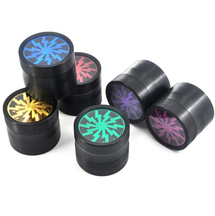 

Metal Tobacco Smoking Herb Grinders Four Layers Aluminium Alloy Grinder dia 63mm have 5 colors With Clear Top Window Lighting Grinder