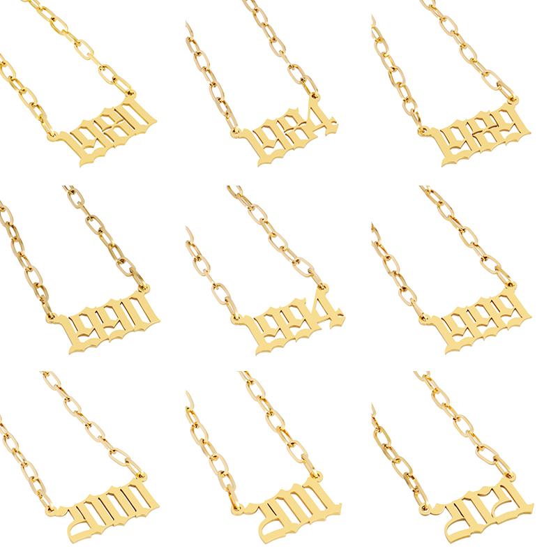 

Chains Fashion Stainless Steel Necklace Custom Jewelry Special Date Year Number For Women Kids 1998 1980 To 2021 Hip Hop Men, Silver