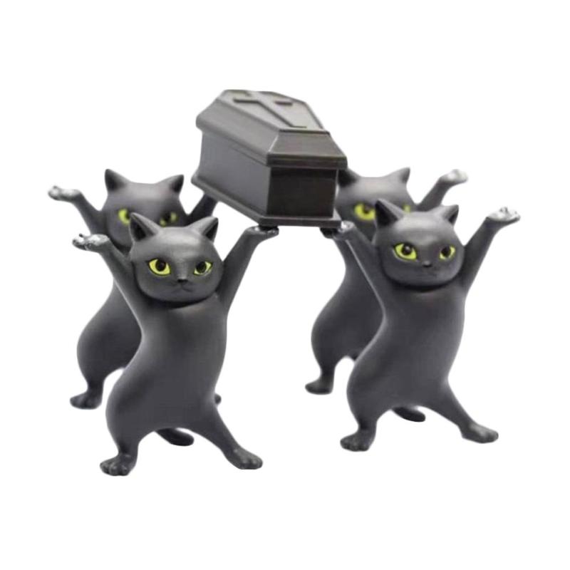 

Decorative Objects & Figurines Carrying Coffin Cat Pen Holder Home Bookshelf Decoration Animal Statue Handmade Decor Toy Gift