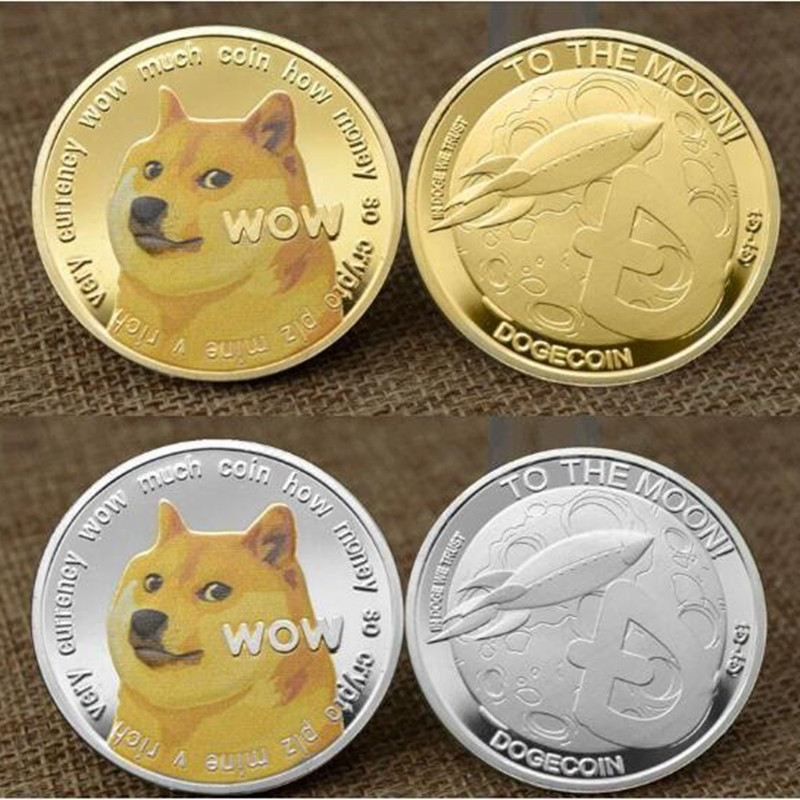 

10 Pcs Non Magnetic Bitcoin Dogecoin Animal Pet Crypt BTC Gold Silver Plated 40 Mm Doge Coin Go To The Moon Collectible Decoration Coin
