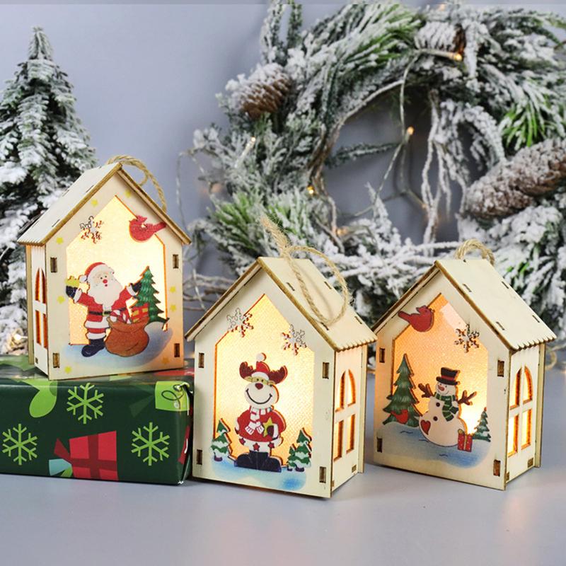 

Christmas Decorations Desktop Ornament, Luminous Cabin Shaped Figurine Festival Artware For Home Office Shops
