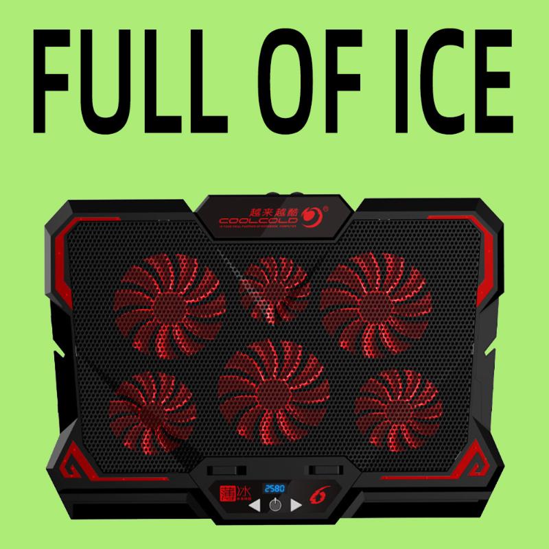 

Gaming Laptop Cooler Notebook Cooling Pad 6 Silent Red/Blue LED Fans Powerful Air Flow Portable Adjustable Stan Pads