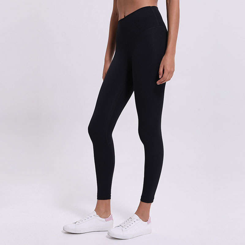 

L-28 Naked Feeling Yoga Pants Elastic Sport Outfit Solid Color High Rise Women Leggings Outdoor Running Fitness Tights With Waistband Pocket, White;red