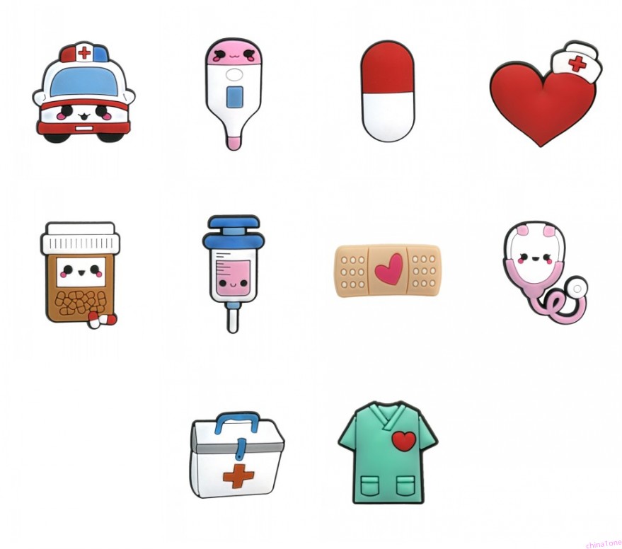 

moq=2lots medical supplies shoe charms wholesale jibitz for croc soft rubber PVC charm accessories promotional gift plastic ornaments, White;pink