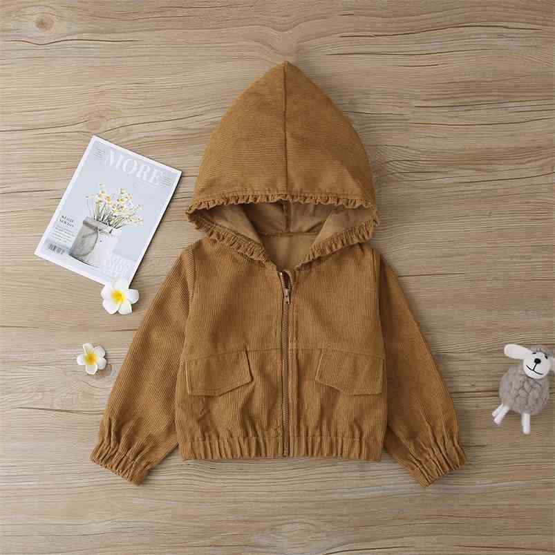 

Winter Children Casual Long Sleeve Hooded Zipper Brown Solid Cute Baby Boys Or Girls Hoodies 18M-6T 210629