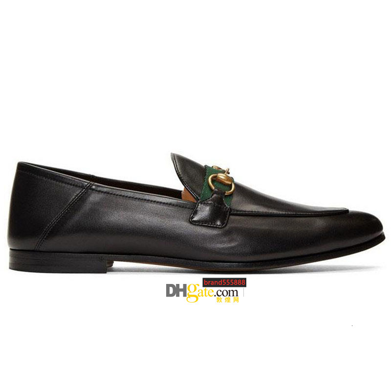 

classic women Flat Dress shoes 100% Authentic cowhide Metal buckle Lady leather casual shoe Mules Webbing Men Trample Lazy designer Slides, Black