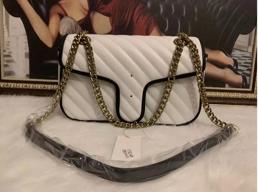 

Top quality famous brand women's designer leather chain bag 3 solid color women's wallet 26cm 001