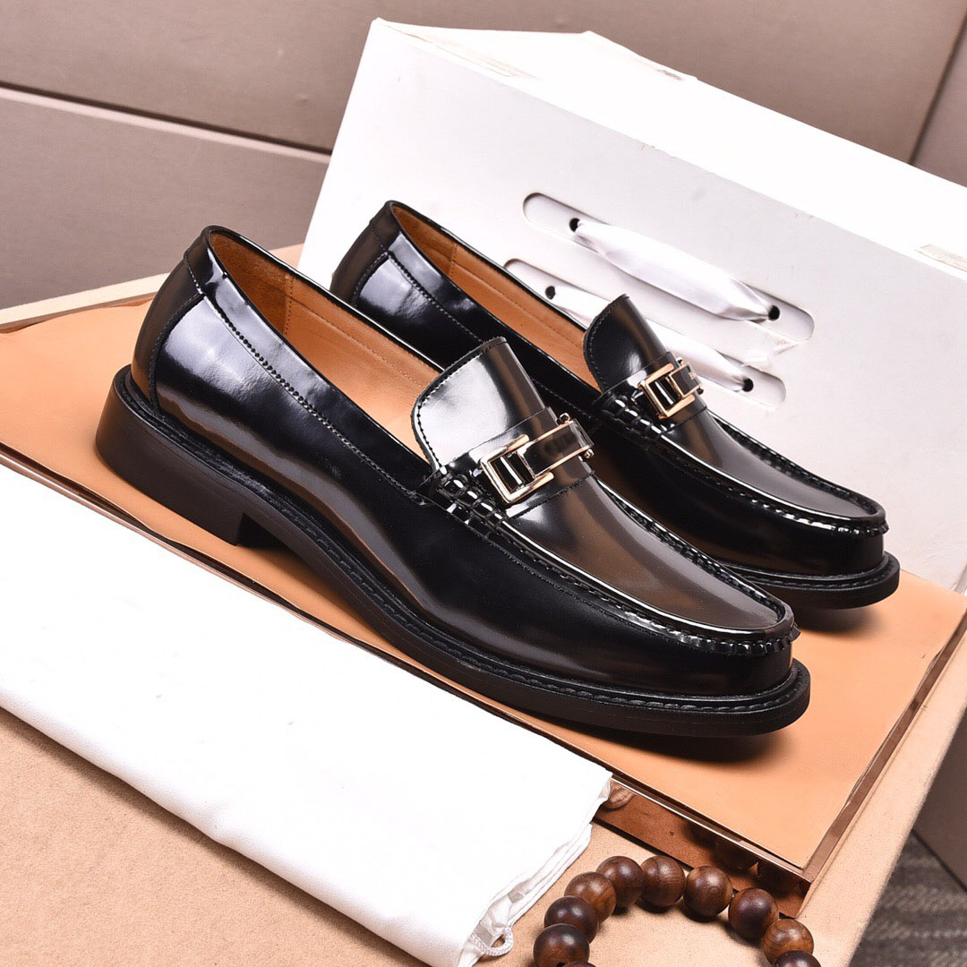 

2021 Mens Designer Business Dress Shoes Genuine Leather New Brand Fashion Gentlemen Flats Party Office Casual Flat Shoes Size 38-44, Black 1