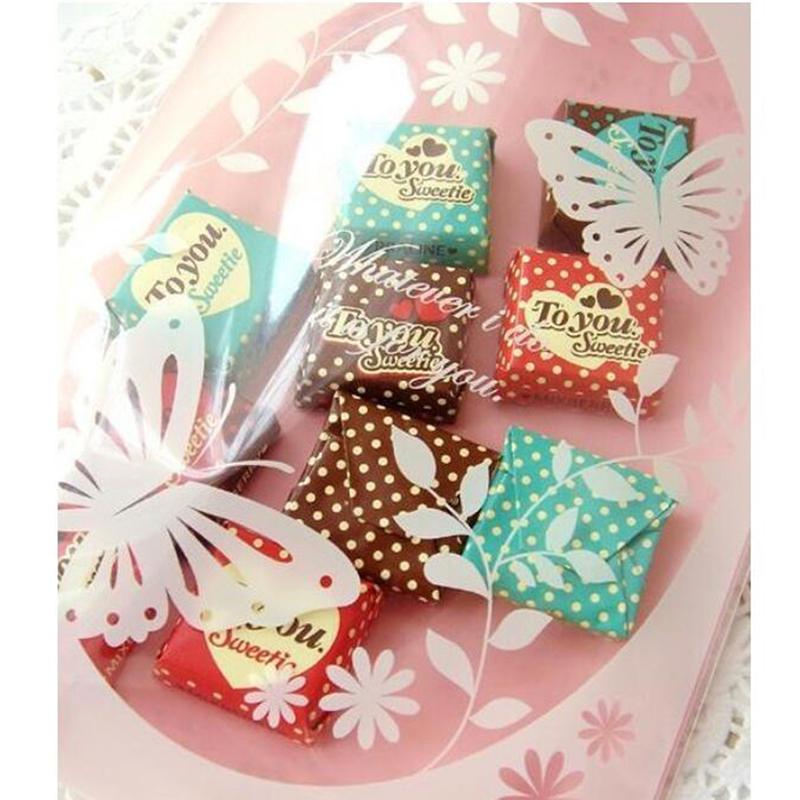 

Gift Wrap 100PCS Transparent White Butterfly Print Biscuit Bag Diy Candy Bags High Quality Exquisite Wedding Birthday Kid Gifts
