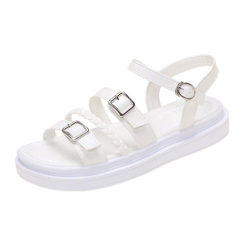 

Women's Sandals Casual Simple Vamp Buckle Design Trend All-match Elegant Open Toe Fashion, Black