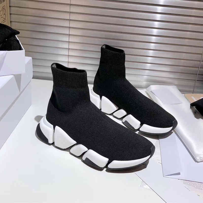 

Boots Men's and women's elastic socks, thick knitted slippers, flat bottoms, high spring autumn, casual shoes. EY0K, Black