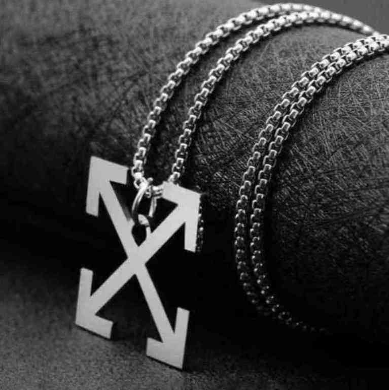 

Brand Necklaces Fashion Mens Off Pendant White Men's and Women's Street Hip Hop Letter Luxury Trend Cross Arrow SJUX, Silver