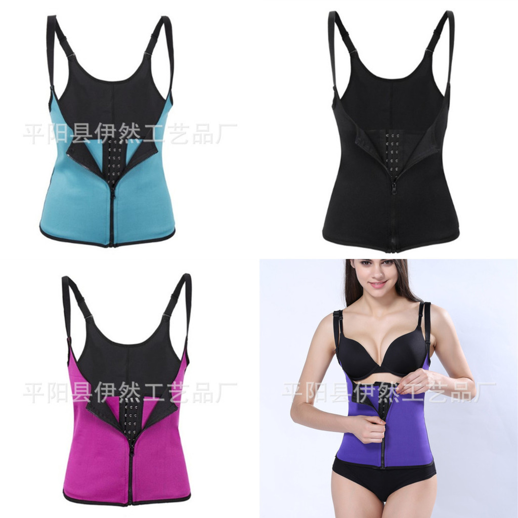 

Womenb's Adjustable Three Row Zipper Body Shaping Ladies Sports Abdomen Waist Waistband Vest Sweat Slim Thigh Trimmer Fat Burn Shapewear H110ISZ4, Black