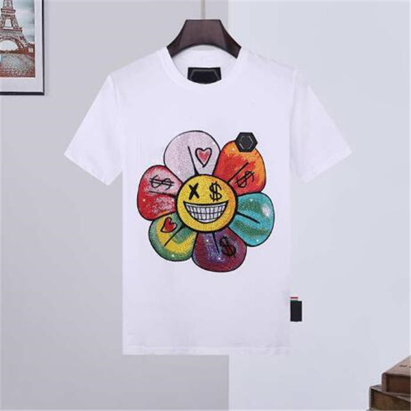 

Fashion Tee Skull With Diamond Beads Cotton T Shirts Men Summer Tops Mens Designer Tshirts Print Letters Luxury O Neck Streetwear Slim Hip Hop High Quality, Purple