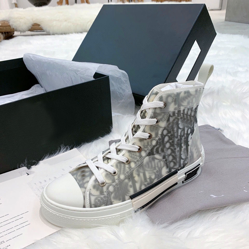 

B23 high top sneaker Designers Shoes Oblique Technology Canvas Trainers Sneakers Men Women Fashion Breathable Outdoor Platform Flat Casual T, Black