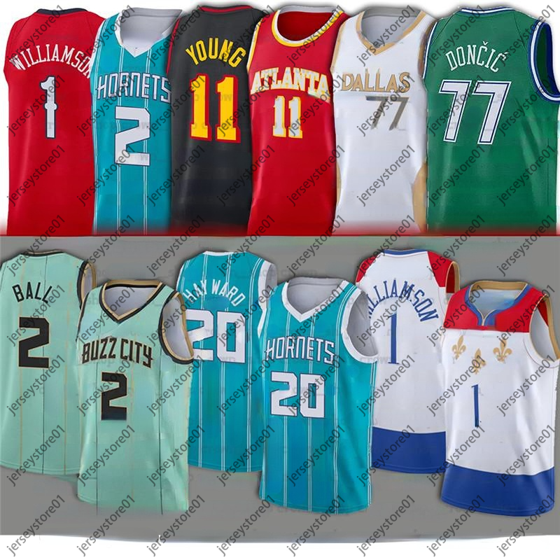 

2021 New 77 Doncic 2 LaMelo 20 Gordon Ball Hayward Jersey 1 Zion 11 Trae Williamson Young 77 Luka Basketball Jerseys Size S-2XL, Men