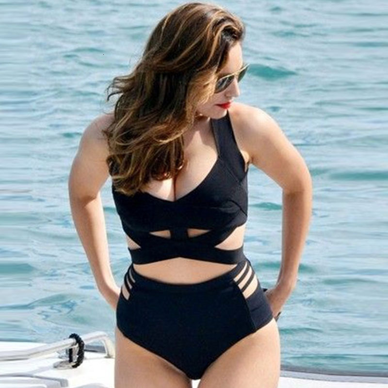 Plus 2021 Extra Feipo Large Open Belly Skinny Women&#039;s Swimsuit Bikini-image-678583587